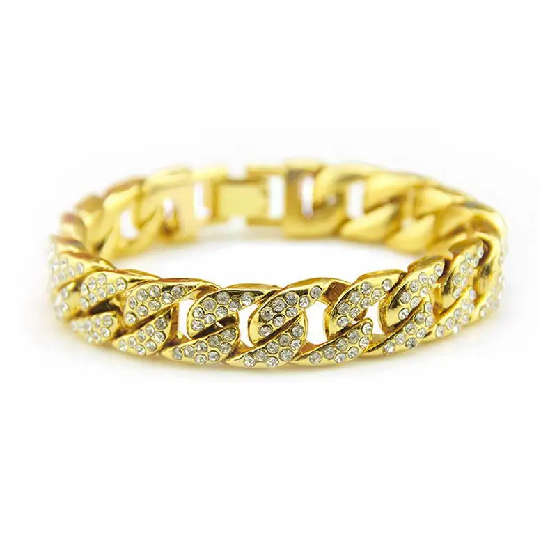 6/7/8/9inch Miami Curb Cuban Bracelet For Men Hip Hop Iced Out Paved Rhinestones Cz Rapper Women Jewelry | Украшения и аксессуары