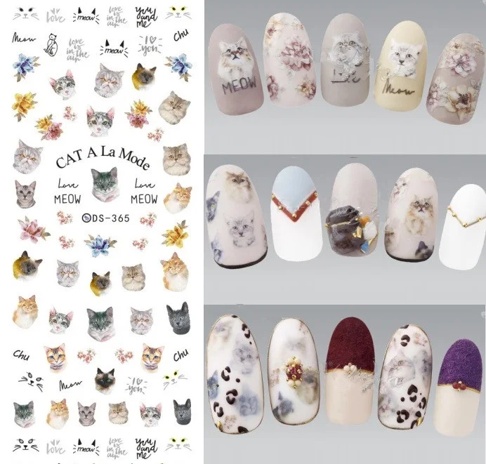 Дизайн Rocooart DS306 переводные наклейки для ногтей с водой Harajuku Element Line Figures Nail Wrap sticker Tips Manicura nail Decal - Цвет: DS365
