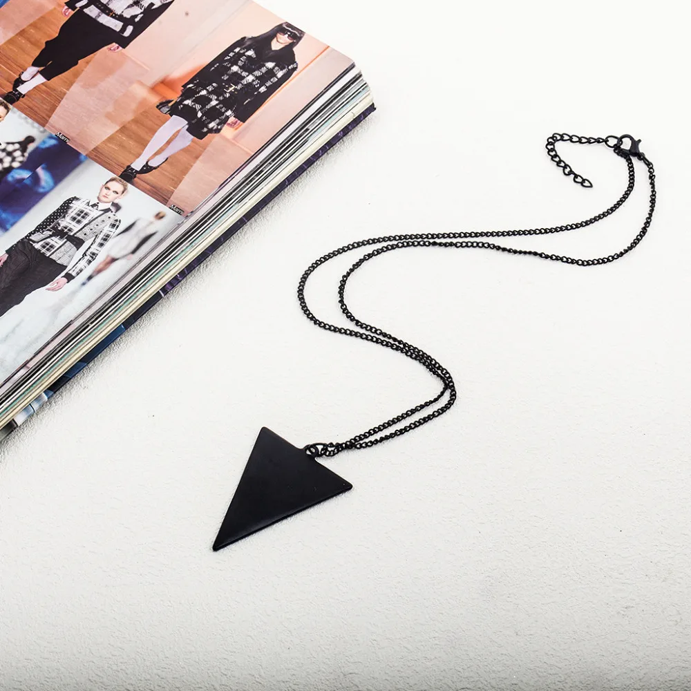 Винтажное золотое Серебряное черное Трёхстороннее треугольное ожерелье для