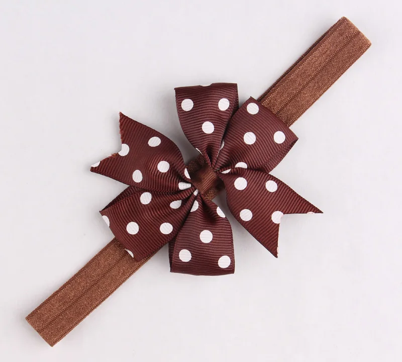 1pcs Lovely Girl Headbands With Ribbon Bows Handmade Elastic White Spot Hair Hairbands Tiara Baptism Accessories | Детская одежда и