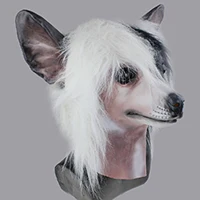 Dog Head Mask Реалистичная латексная маска животного пуделя, латексная маска для собак на Хэллоуин, вечерние, карнавальные - Цвет: Dog Head Mask
