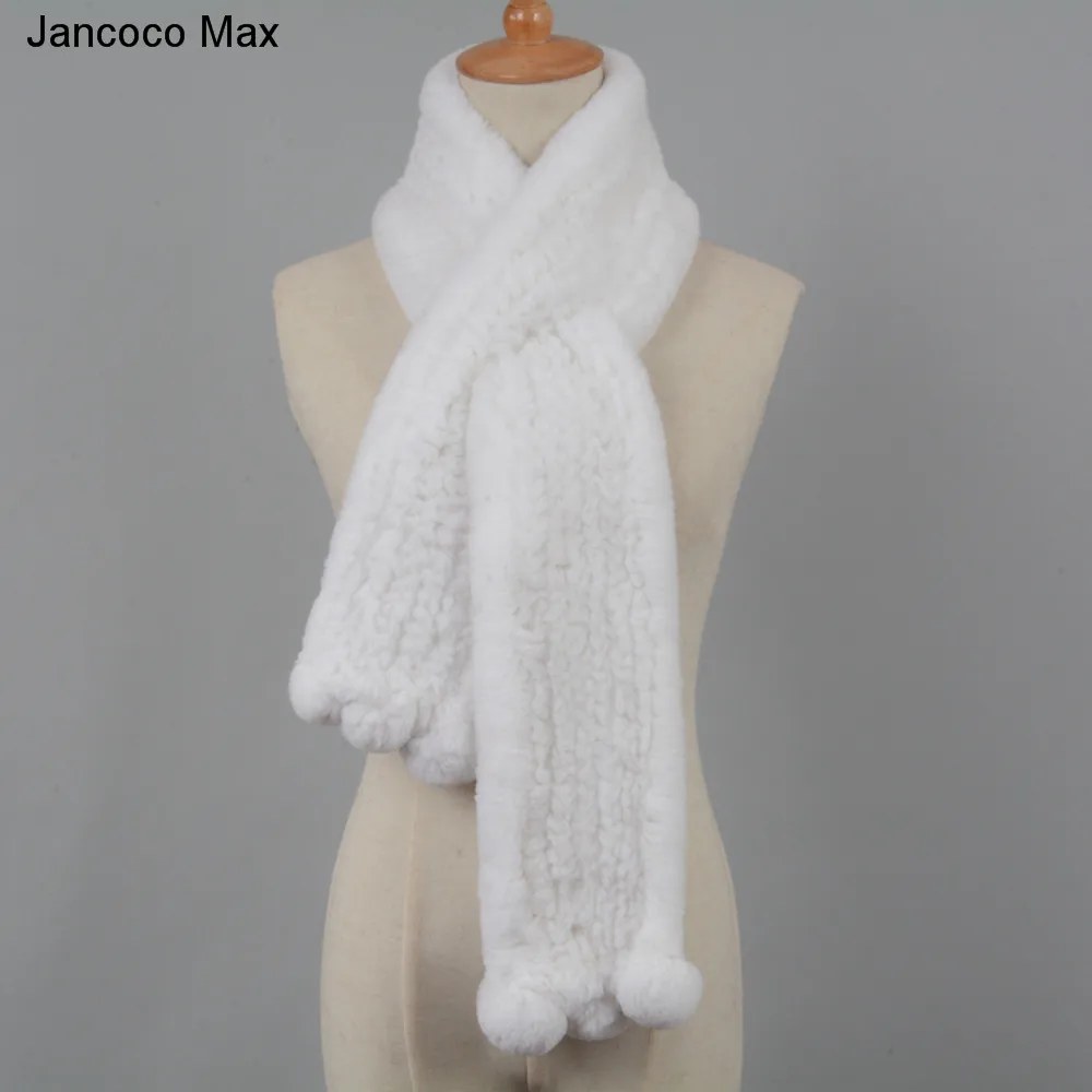 Jancoco Max женский толстый вязаный шарф с натуральным кроликом Рекс высокого качества мягкие платки на весну и зиму, сохраняющие тепло лучшие подарки S7125