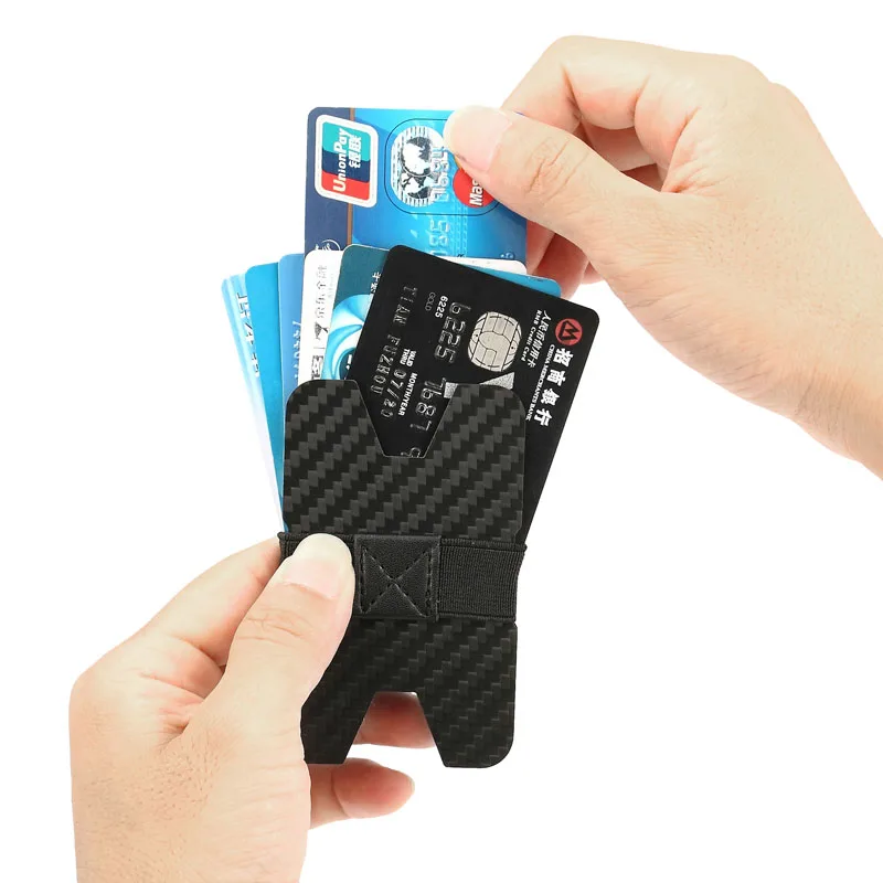 Карбоновый кредитный держатель для карт RFID Блокировка тонкий дорожный кошелек Id минималистичный передний карман мужские кошельки бизнес-держатель для карт