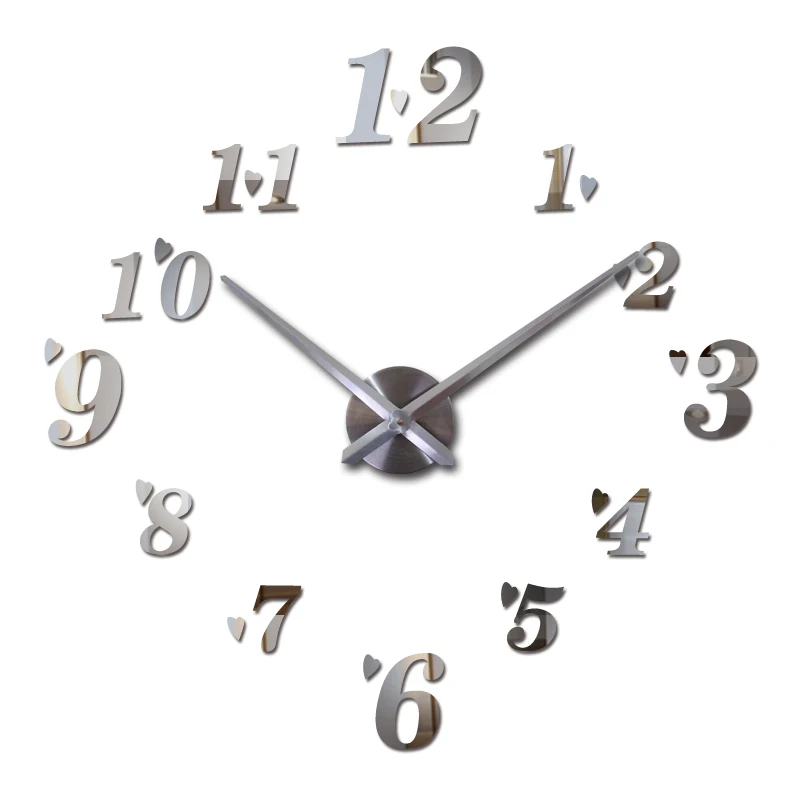 

promotion new home decor large roman mirror fashion modern Quartz clocks living room diy wall clock watch
