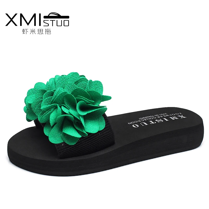 Большой Размеры ручной работы Тапочки с цветочным узором Женские летние