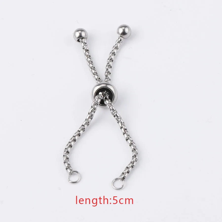 steel color 5 cm Fnixtar, толщина 1,8 мм, регулируемая, нержавеющая сталь, коробка, цепь, слайдер/слайдер, РАСШИРИТЕЛЬ ЦЕПИ для DIY изготовления колец 4,5/5cmm, 10 шт./лот - Цвет: steel color 5 cm