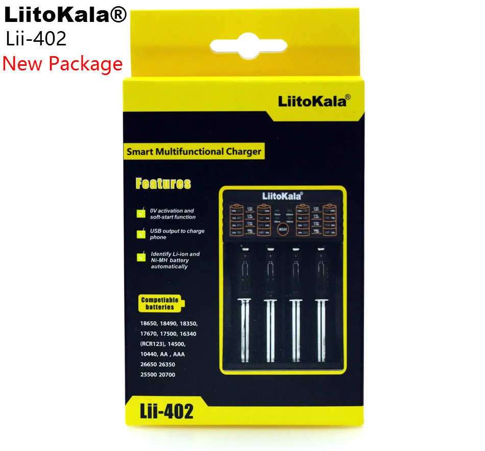 

Liitokala Lii-402 18650 Charger 1.2V 3.7V 3.2V 3.85V AA / AAA 26650 10440 14500 16340 25500 NiMH lithium battery smart charger
