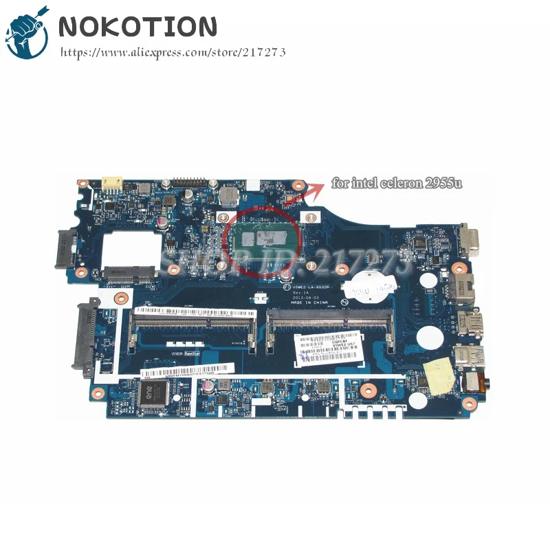 Материнская плата NOKOTION NB.MFM11.00A NBMFM1100A V5WE2 для ноутбука Acer aspire|Материнские платы