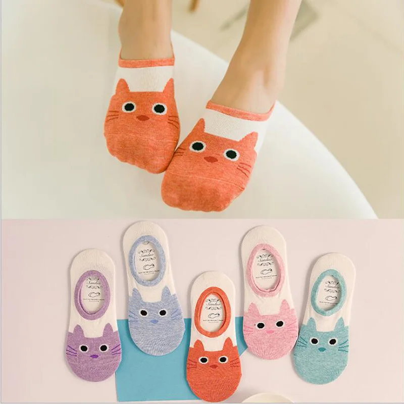 

CAT Warm comfortable cotton bamboo fiber girl women's socks ankle low female invisible color girl boy hosier 12pair=24pcs WS95
