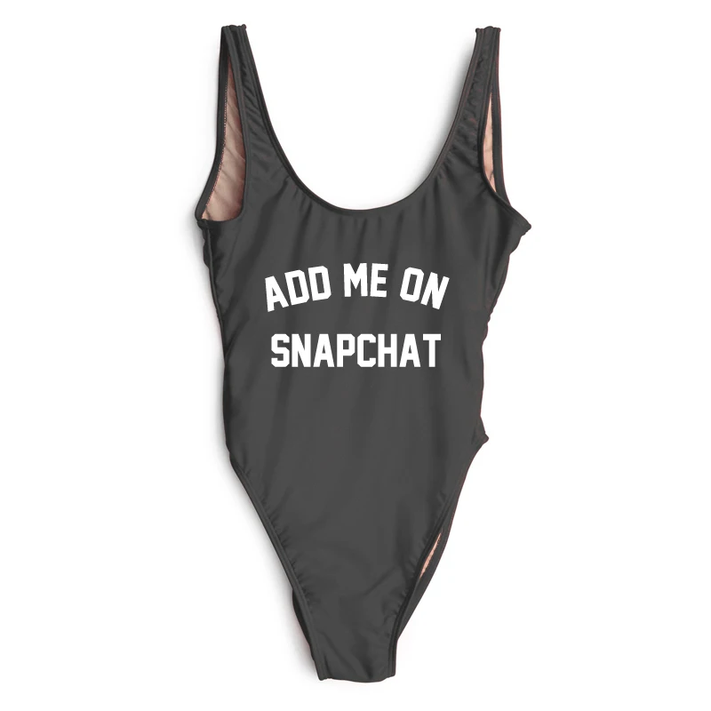 Женский купальник с надписью ADD ME ON SNAPCHAT сексуальный цельный для лета maillot de bain femme