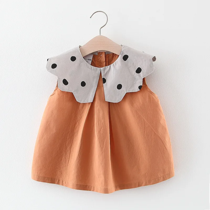AX1110 orange Bear leader/платья для девочек; платье принцессы с цветочным рисунком на китайских пуговицах; одежда для малышей с короткими рукавами; вечерние платья для девочек - Цвет: AX1110 orange