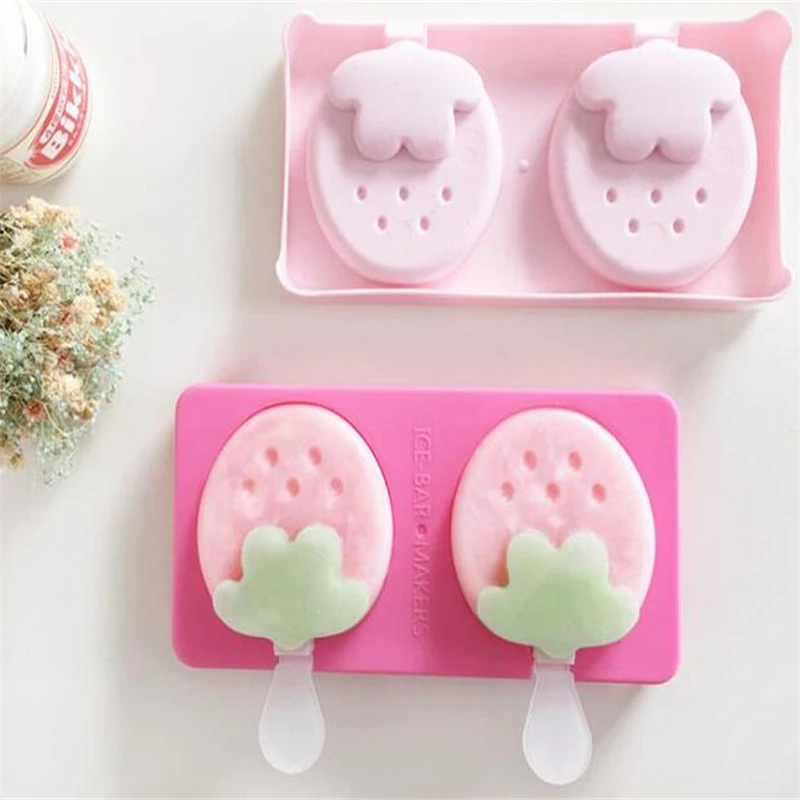 DIY ледяной куб форма Клубника Моделирование два слота дизайн лето эскимо кухня acc