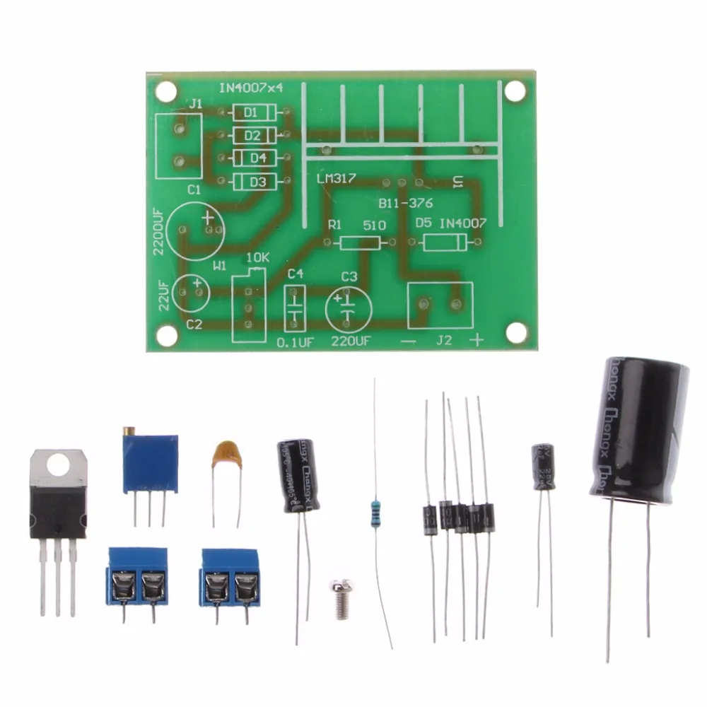 LM317 регулируемый блок питания с выпрямленным входом постоянного тока DIY Kit