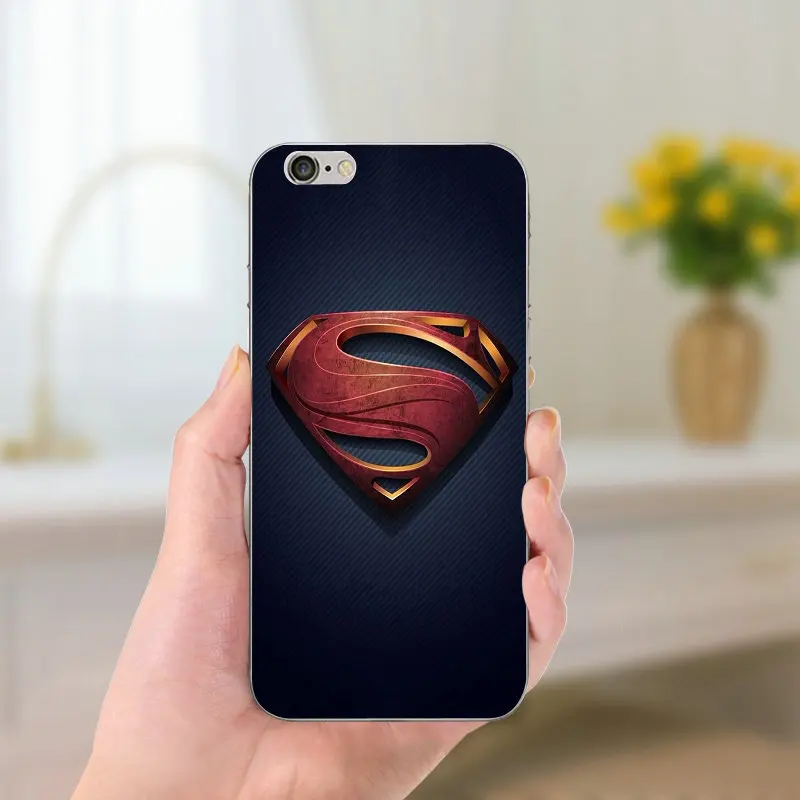 Мягкий силиконовый чехол из ТПУ с логотипом Супермена для iPhone 8 7 6 S Plus X 5 5S SE 5C 4 Shell