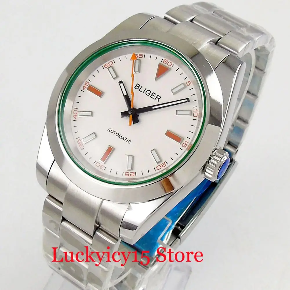 

BLIGER High Quality Fashion Design 36MM/39MM White Dial Polished MIYOTA 8215 MINGZHU 2813 Automatic Men's Watch With Flash Hands