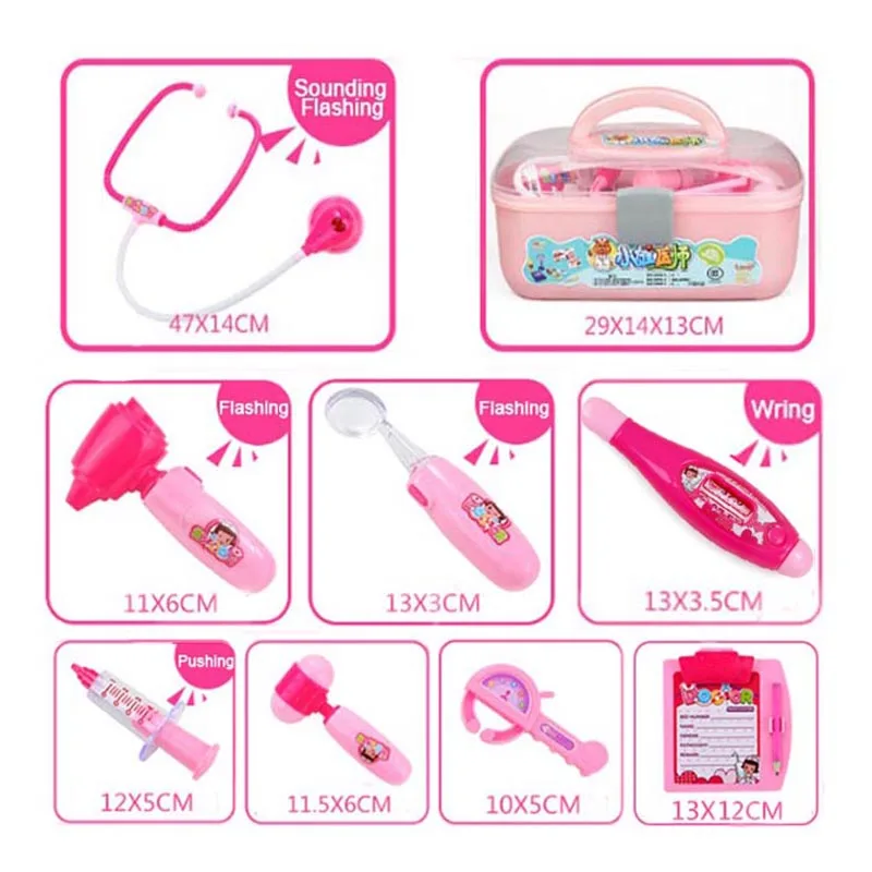 Pink Doctor Play sets Simulation Medicine Box Pretent Toys Stethoscope Injections Gifts for Girl | Игрушки и хобби