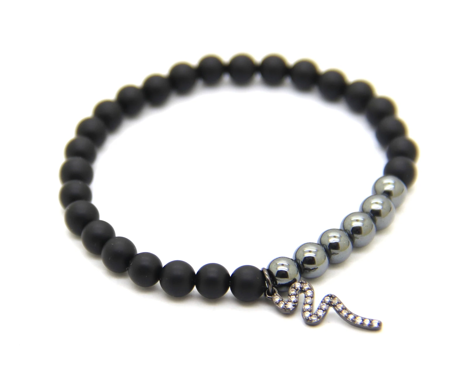 

Ailatu 6mm Matte Stone Beads Bracelet Micro Inlay Zircon Snake Jewelry Animal Shape