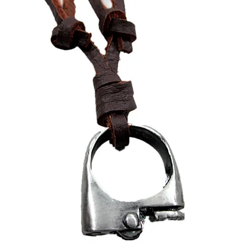 100% Genuine Leather Necklace Vintage Jewelry Pendant Men Necklaces For Women Statement With Metal Round Charm VLN057 | Украшения и