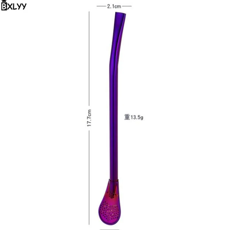 Фиолетовый BXLYY 1 шт. соломенная ложка из нержавеющей стали, Коктейльные инструменты для перемешивания бара, свадебные украшения, рождественские украшения, подарки, вечерние принадлежности. 8z - Цвет: Фиолетовый
