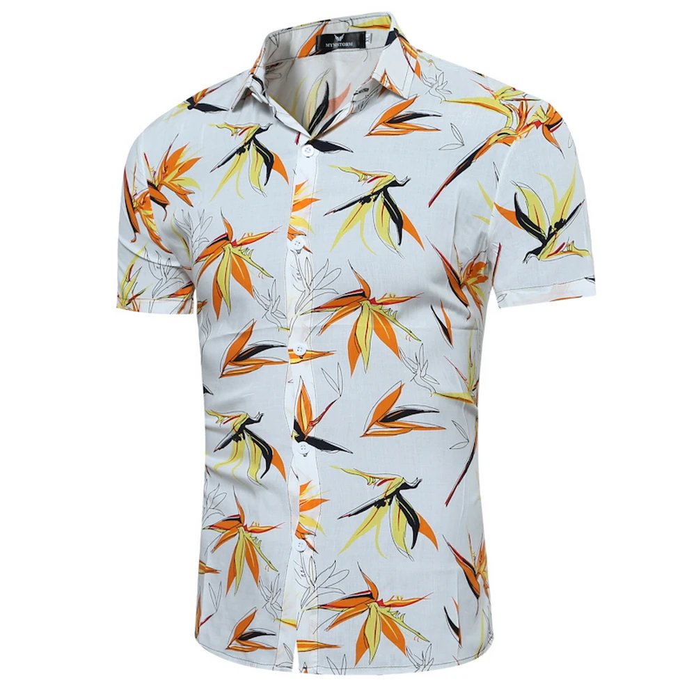 2018 Mens Shirts Hawaiian Shirt Camisa Social Masculina Short Sleeve Casual Slim Fit Men Clothing Chemises Homme | Мужская одежда