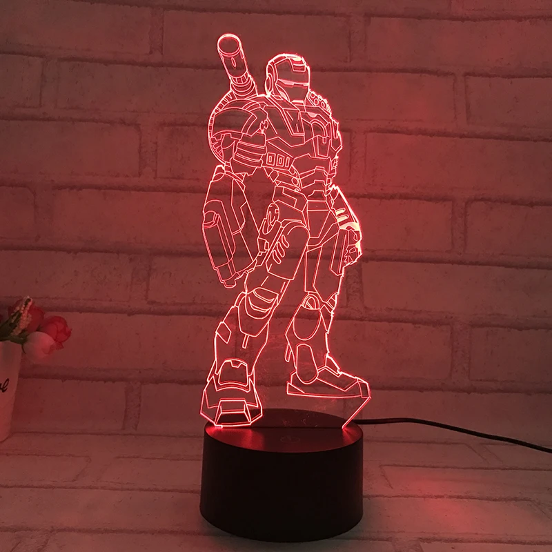 HAIXIANG красочный Железный человек 3D настольная лампа Luminaria светодиодные ночники