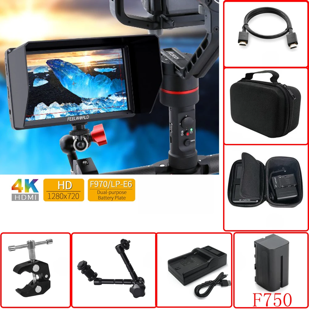 Монитор FEELWORLD S55 4K 5 дюйма IPS камера монитор для цифровой зеркальной камеры фокус