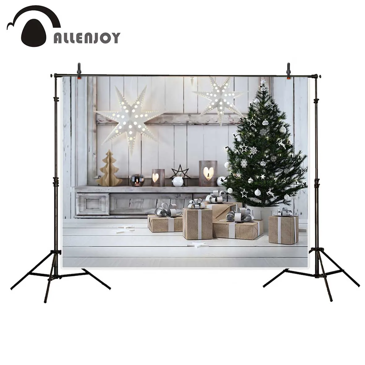 Фон для фотосъемки Allenjoy с изображением деревянной свечи рождественской елки в