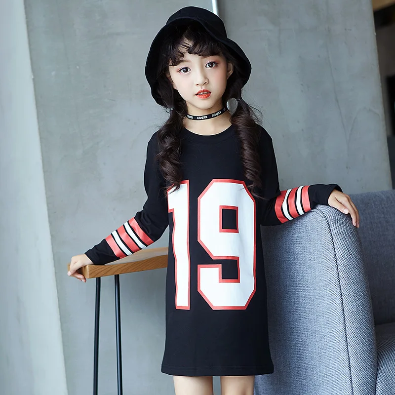 Детские платья для девочек осень 2018 платье-футболка хлопковые