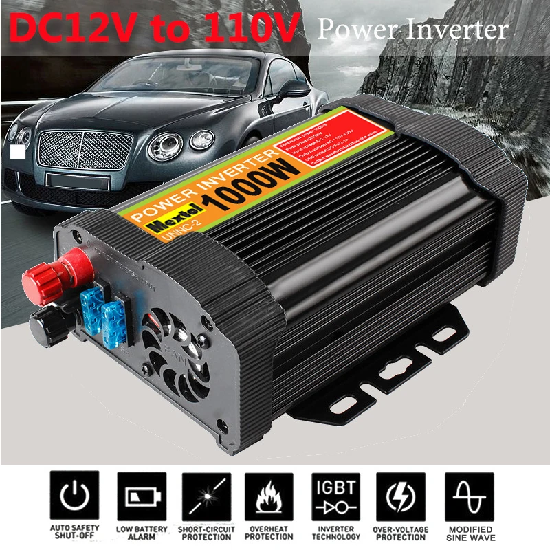 Инвертор 12V 110V 2000W пики Авто модифицированная Синусоидальная волна 1000W