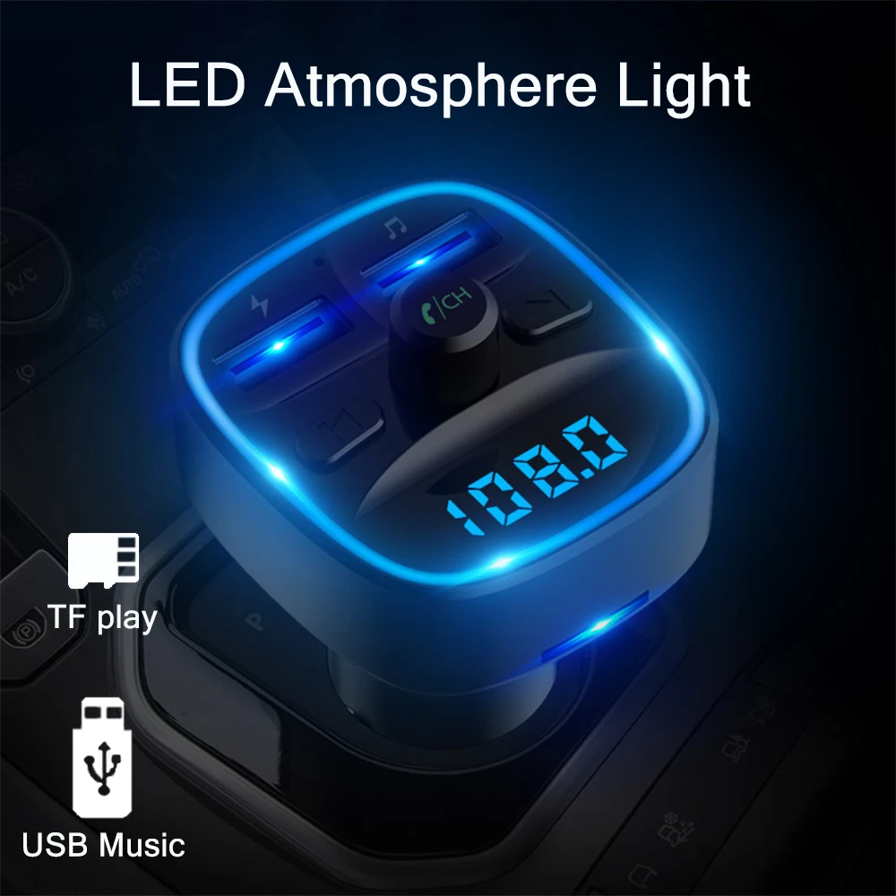 FM-трансмиттер JINSERTA Bluetooth 5 0 автомобильный комплект громкой связи MP3-плеер с двумя