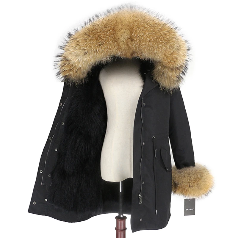 OFTBUY пальто с натуральным мехом енота, капюшон с манжетами, подкладка из лисьего меха, зимняя куртка, Женская длинная парка, водонепроницаемая верхняя одежда, новинка