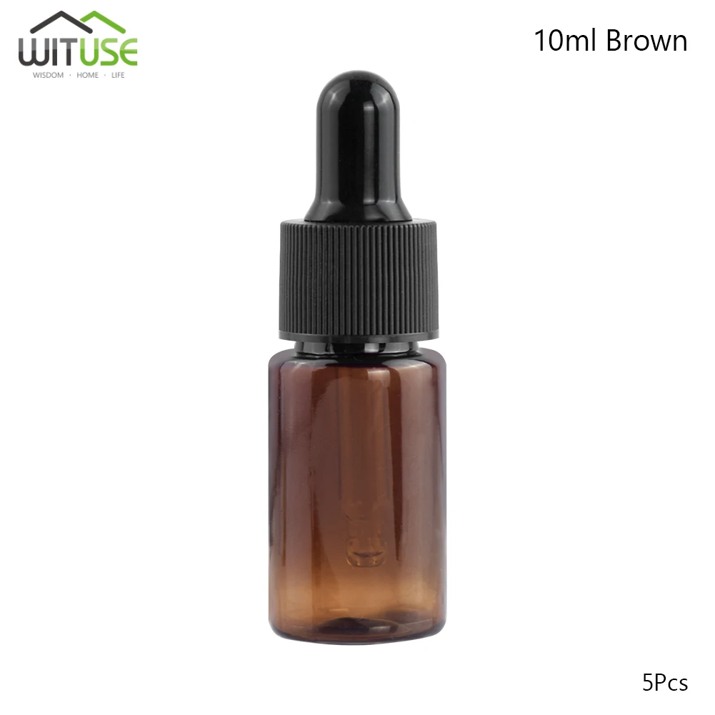 10ml Brown 5x10 мл 15 мл 20 мл пустая ПЭТ пластиковая бутылка стеклянная капельница масляный флакон для эфирных масел многоразового использования капля Пипетка для жидкости бутылки 4 цвета - Цвет: 10ml Brown