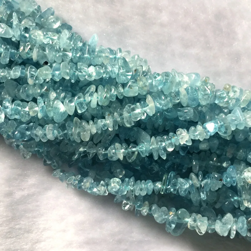 Высококачественные Натуральные чистые синие аквамариновые бусины Nugget Chip Loose Beads