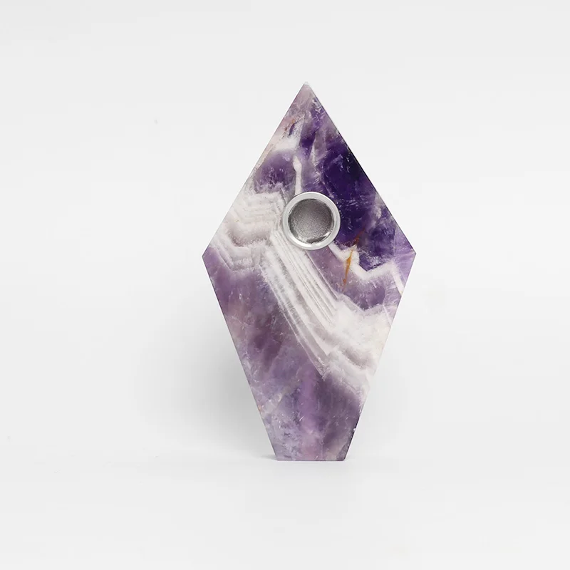 Dream amethyst Натуральный кварц курительная трубка Кристалл Камень обелиск палочка ТОЧКА сигары трубы для курения Исцеление с металлическим фильтром 1 шт - Цвет: Dream amethyst