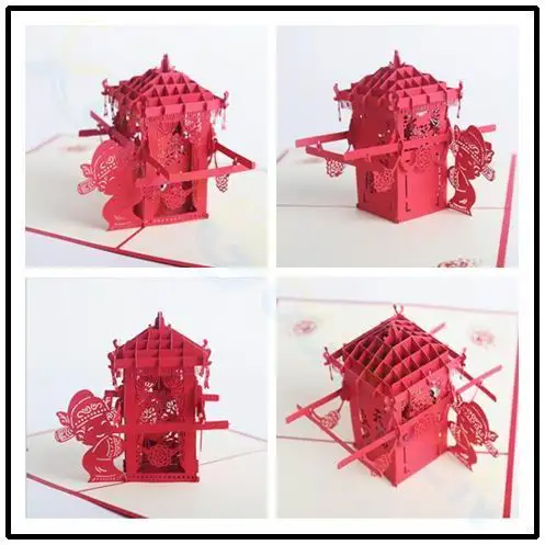 3D открытка для Дня Святого Валентина свадьбы всплывающая полый красный