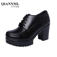 fall winter deep mouth block heel platform shoes women oxfords 2022 high heels pumps ladies office shoes with fur