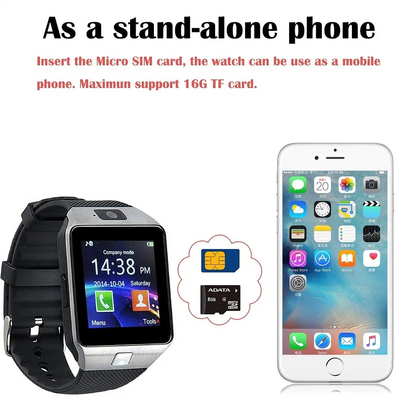 Умные часы YTOM DZ09 с Bluetooth умные цифровые мужские 2G GSM SIM TF карта камера для iPhone Samsung