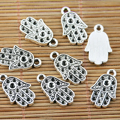 

140pcs tibetan silver tone DIY making hand charms EF1534