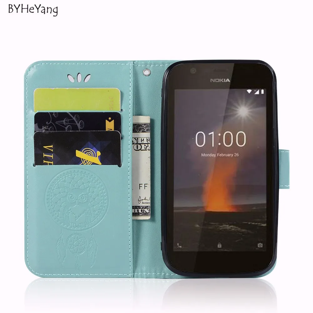 BYHeYang для Nokia 1 чехол Coque 4 5 &quotкожаный бумажник флип Магнитная перо окрашены