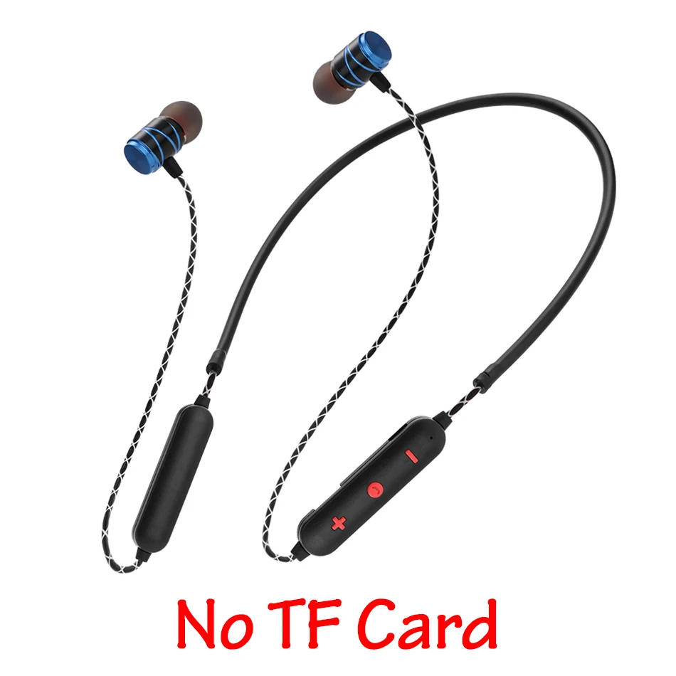 Blue No TF Card HOMEBARL K308 Magnet Bluetooth Headset Wireless Headphone Music Sport Stereo Earphone Mic Support 16GB 8GB Micro SD TF Card Slot - Color: Blue No TF Card