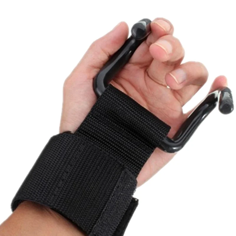 

Hot Sale 2 pcs Weight Lifting Hook Training Gym Grips Straps Fitness Gloves Wrist Weightlifting Dumbbell Hook