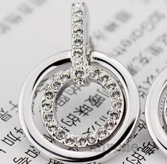 OMH оптовая продажа 5 пар of20 % серебра 18KT белого золота с австрийскими кристаллами