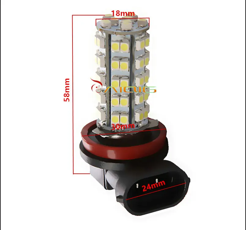H8 чистый белый 68 SMD светодиодный фонарь для вождения автомобиля автомобильная