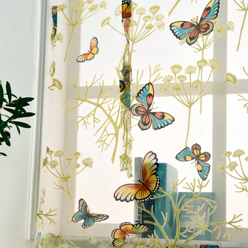 Voile Print Kitchen Curtains Roman Window Shades Living Room Bedroom Valance Panels Treatment | Дом и сад