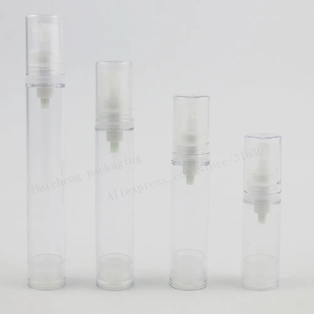 50 x Travel 15ML 12ML 10ML 5ML Clear Airless Lotion Pump Bottle Empty Refillable hand cream bottle With lotion pump Container