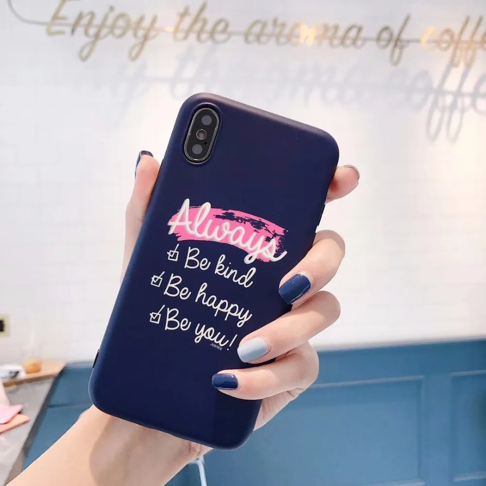 Чехол для мобильного телефона с надписью Apple iphone 6 6s 7 8 Plus X XR XS Max синяя задняя