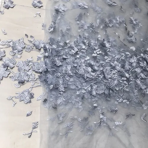 grey Светильник, синий, розовый, стерео, кружево, Цветочная вышивка, ткань для свадебной фотосъемки, фоновая одежда, платье, ткань RS2607 - Цвет: grey