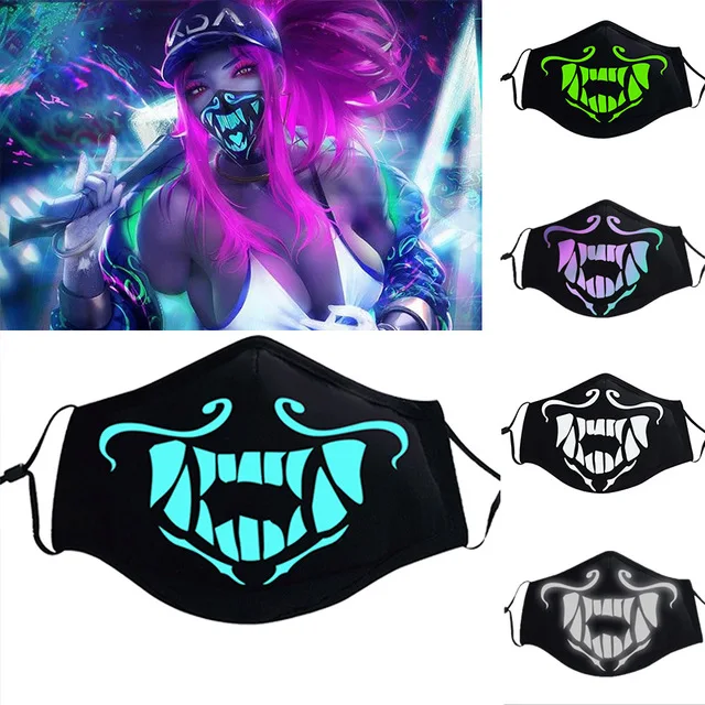 Jeu KDA K/DA Akali masque Assassin S8 bleu vert visage veilleuses маскарадный реквизит для костюмов девочек и