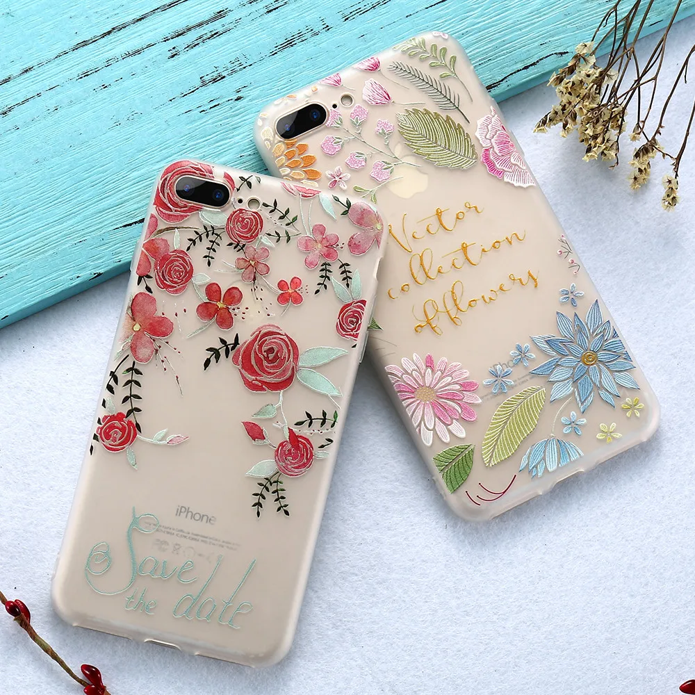 KISSCASE Cute 3D Relief Silicone Phone Case For iPhone 7 plus for X XS Max Xr 6s 6 TPU Flower Colorful Coque |