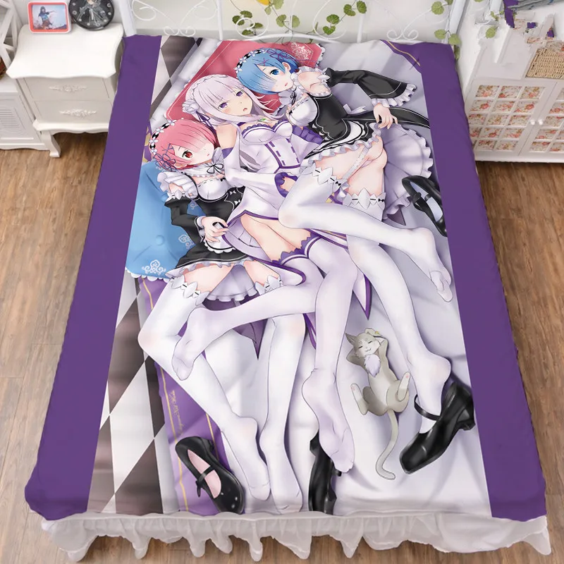Аниме Re-Zero Hajimeru Isekai Seikatsu персонаж сексуальная девушка Ram& Rem постельное белье из молочного волокна и фланелевое одеяло 150x200 см